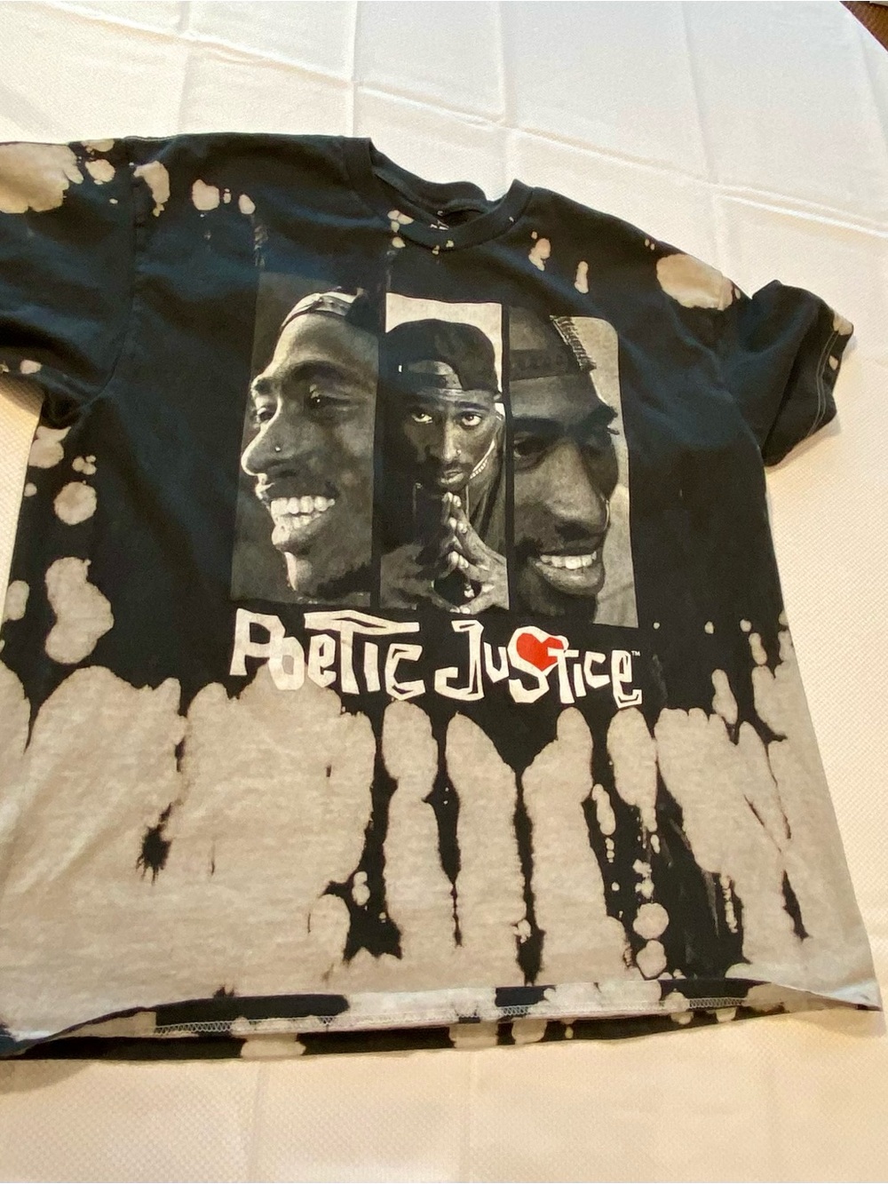 Justice Black Tie-Dye Graphic Tupac Tee size xl